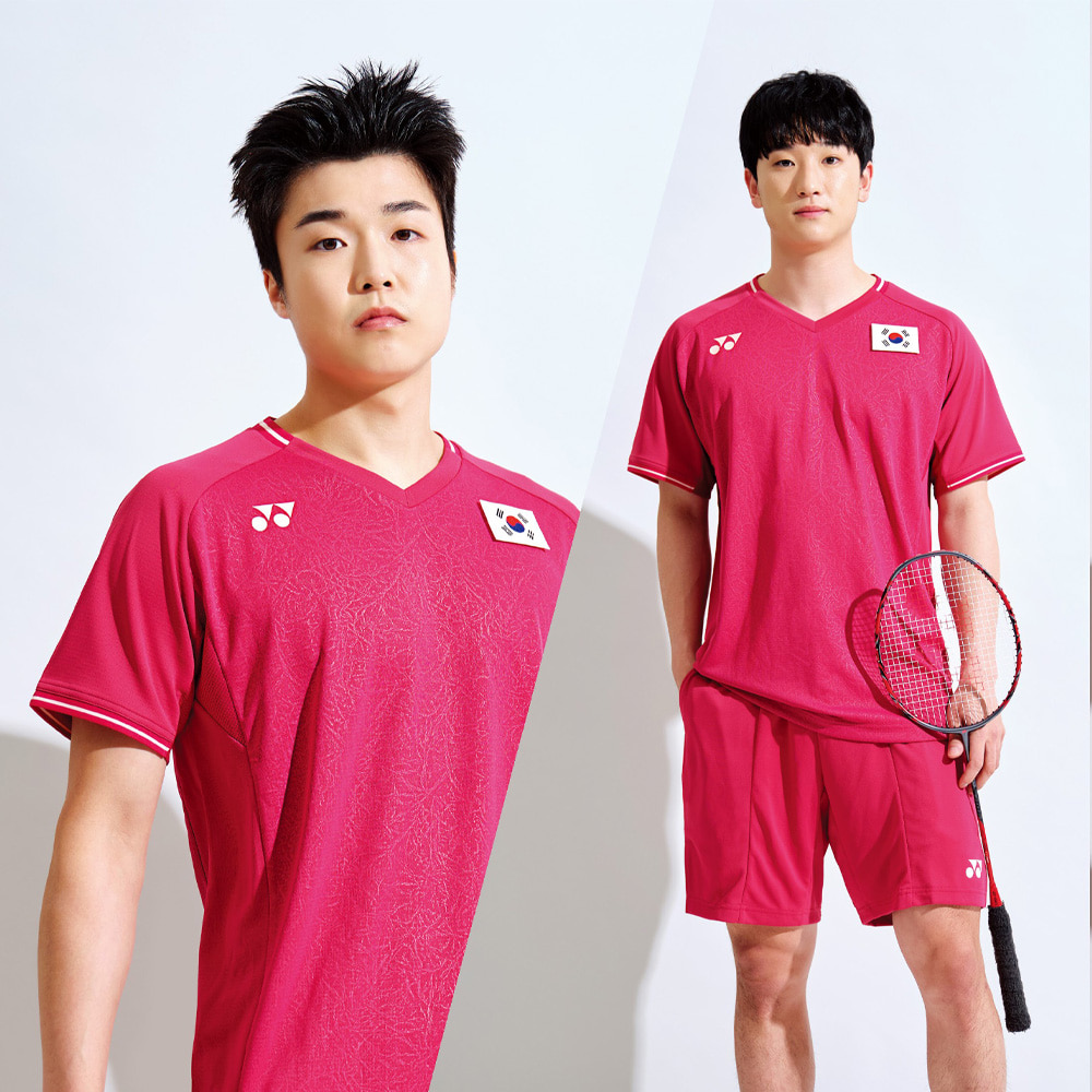 요넥스 10518EX 국가대표팀 남성 반팔 티셔츠 로즈