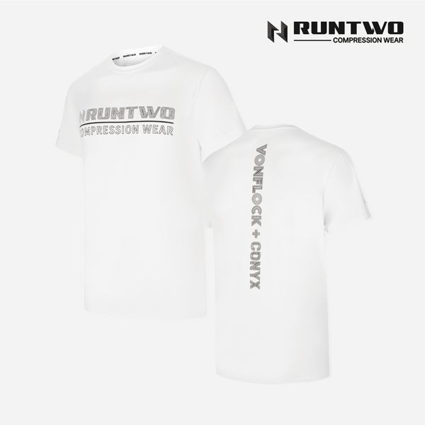 런투 라운드 반팔 티셔츠 배드민턴 기능성 RUNTWO 화이트