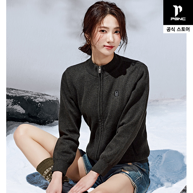 패기앤코 PNJ-2035 여성 스웨터 니트 집업 자켓 다크그레이
